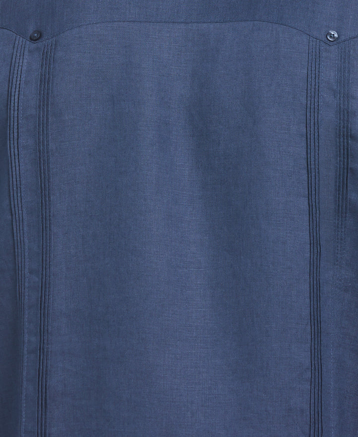 Big & Tall Linen Guayabera Shirt (Ensign Blue) 