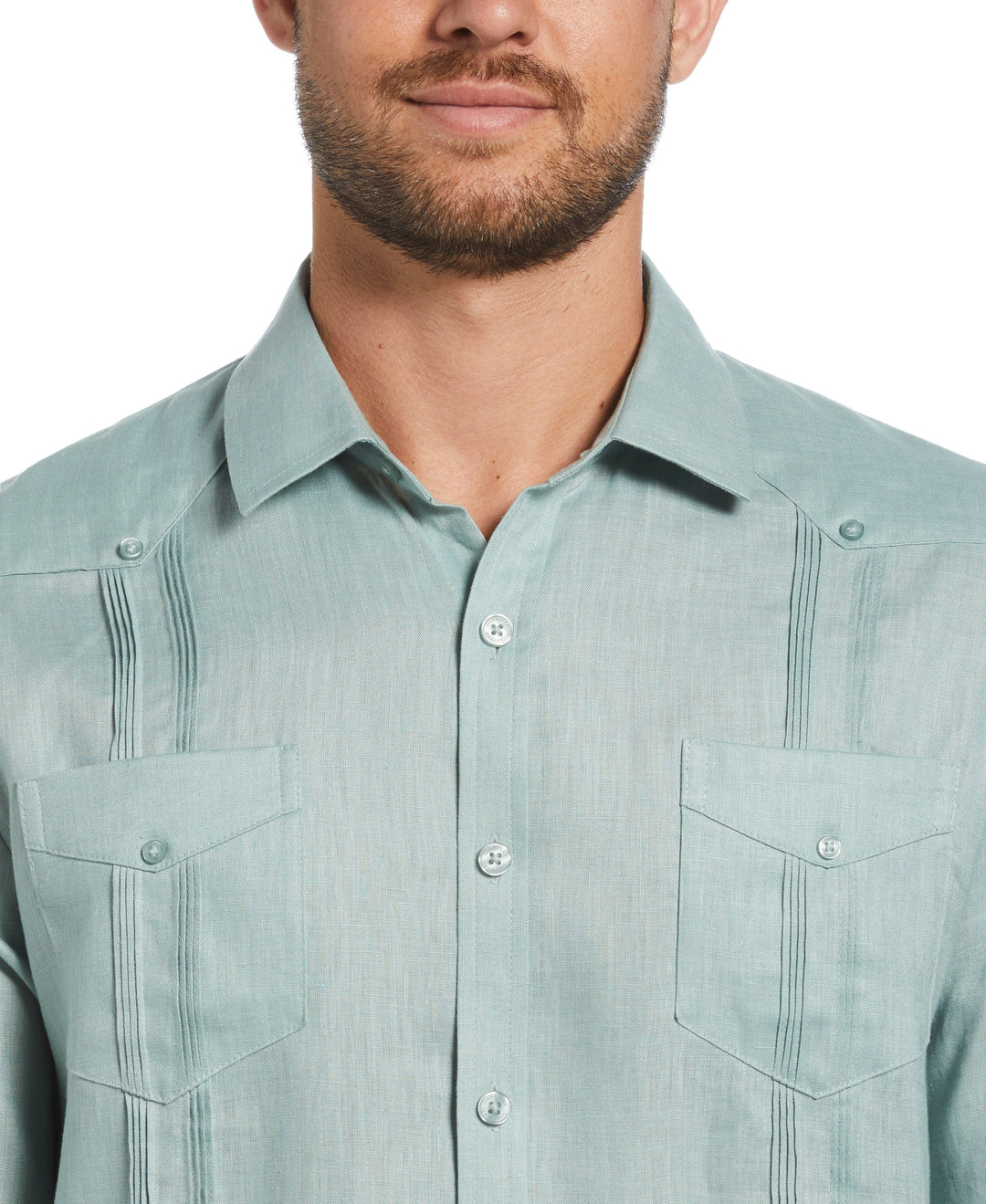 Linen Guayabera Shirt (Blue Surf) 