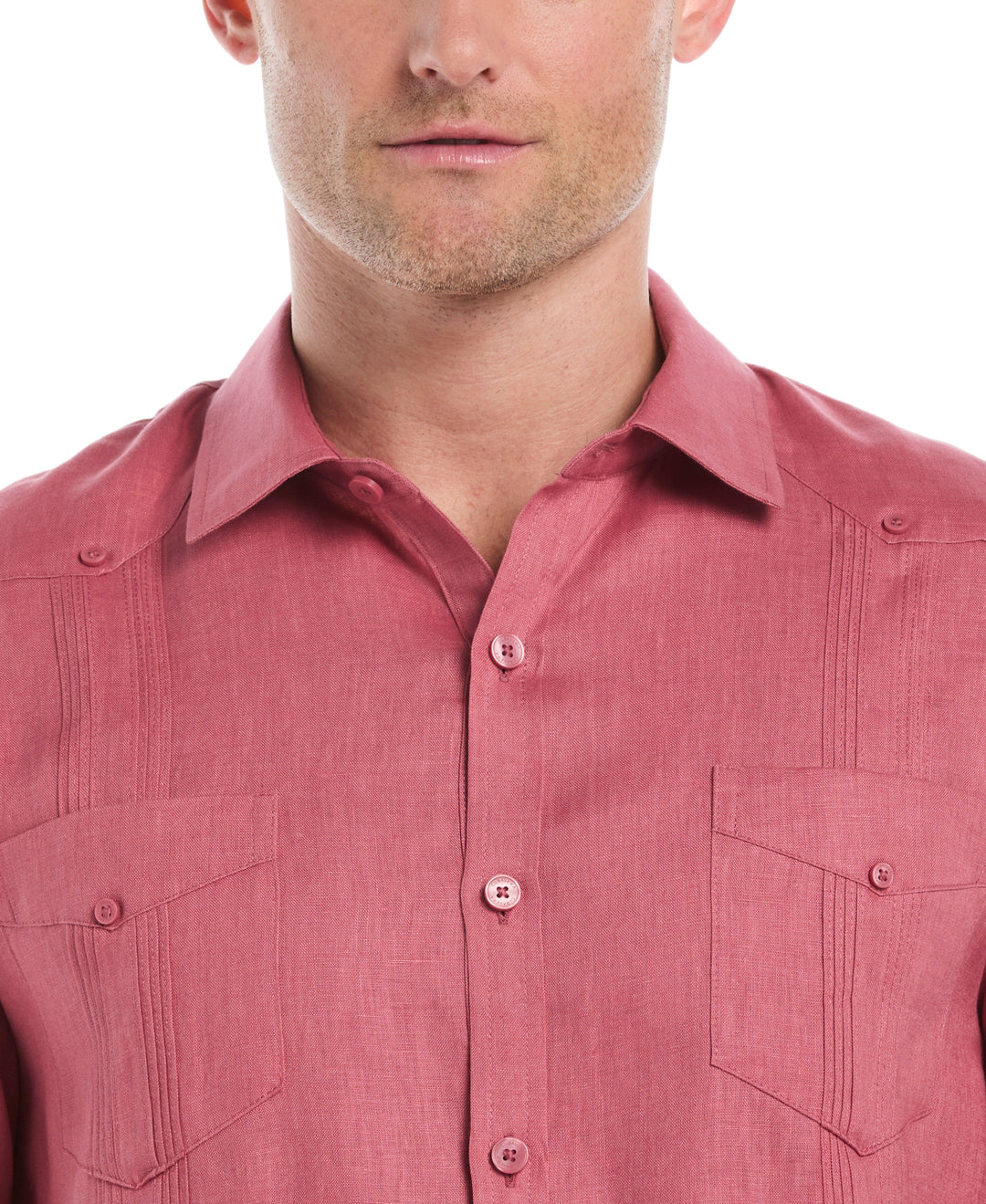 Big & Tall Linen Guayabera Shirt (Mauvewood) 