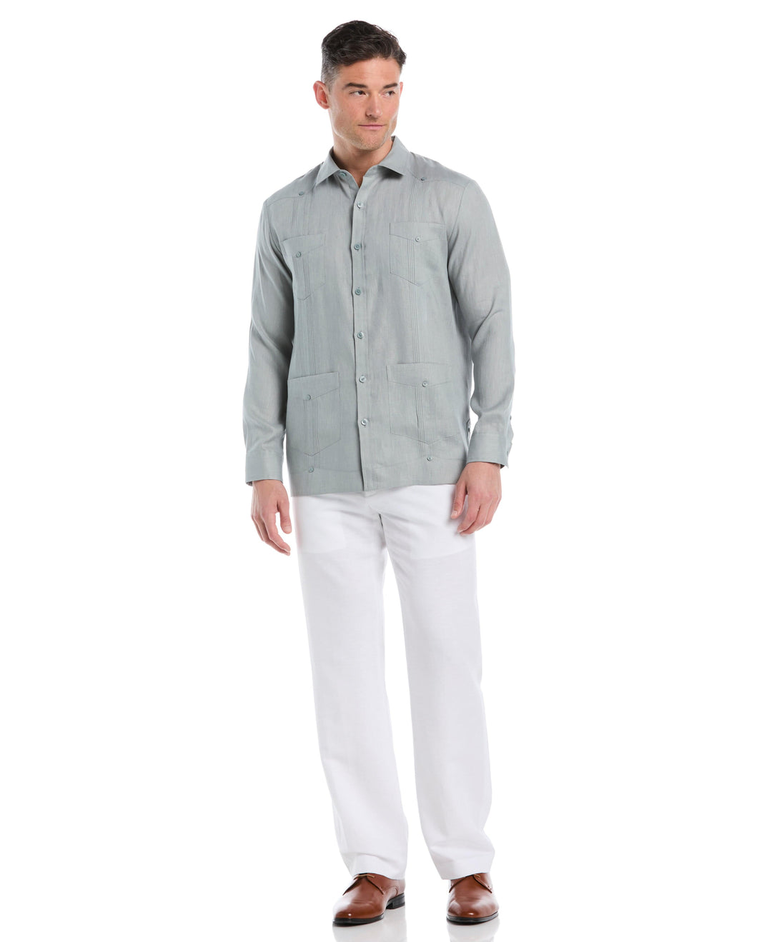 Big & Tall Linen Guayabera Shirt (Abyss) 