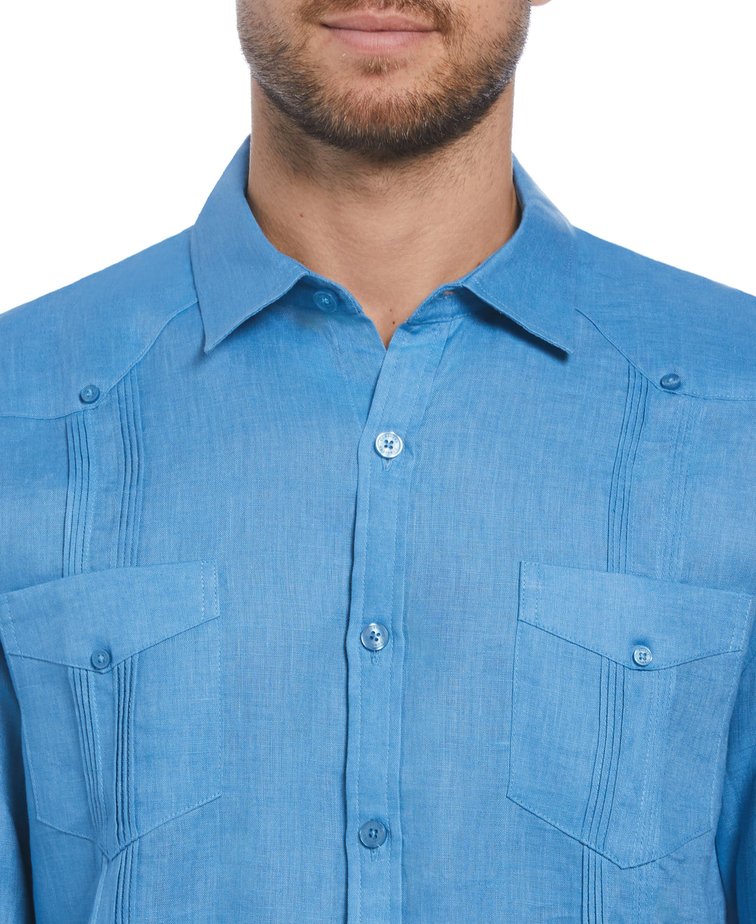 Linen Guayabera Shirt (Parisian Blue) 
