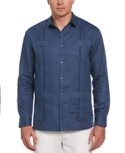 100% Linen Long Sleeve 4 Pocket Guayabera (Ensign Blue) 