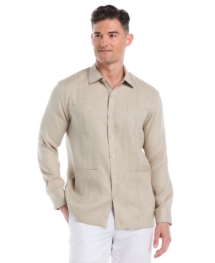 Big & Tall Linen Guayabera Shirt (Island Fossil) 