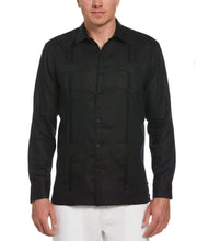 100% Linen Long Sleeve 4 Pocket Guayabera (Jet Black) 