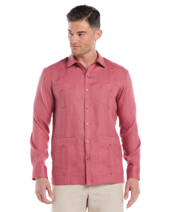 Big & Tall Linen Guayabera Shirt (Mauvewood) 