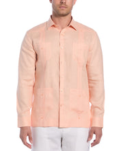 100% Linen Classic Guayabera Shirt - Long Sleeve (Peach Parfait) 