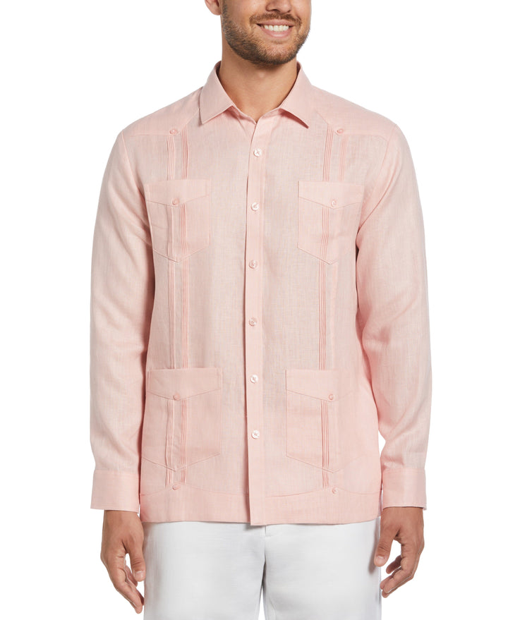 Linen Guayabera Shirt (Silver Pink) 