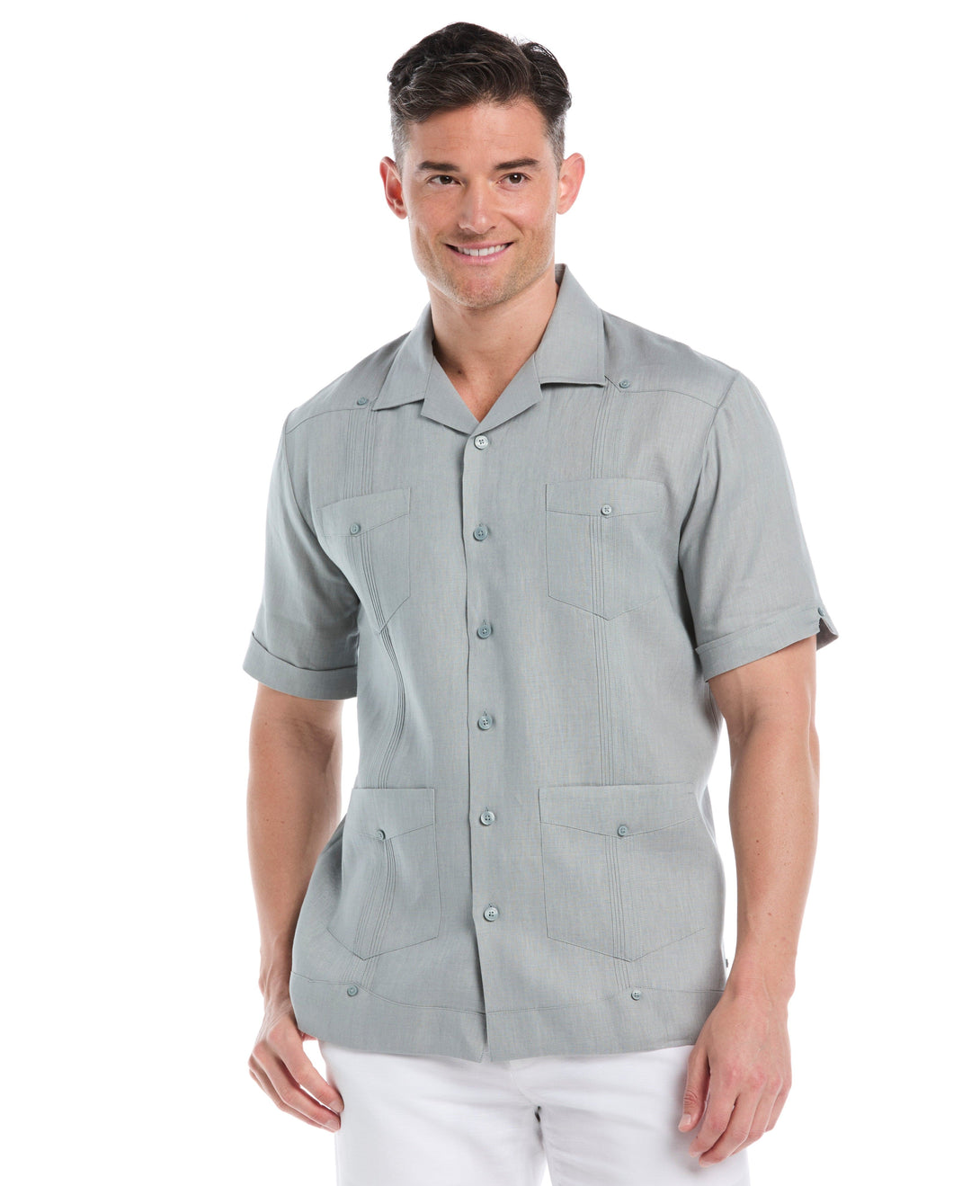 Linen Short Sleeve Guayabera Shirt (Abyss) 