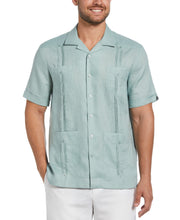 100% Linen Classic Guayabera Shirt - Short Sleeve (Blue Surf) 