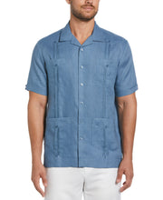 100% Linen Classic Guayabera Shirt - Short Sleeve (Captains Blue) 