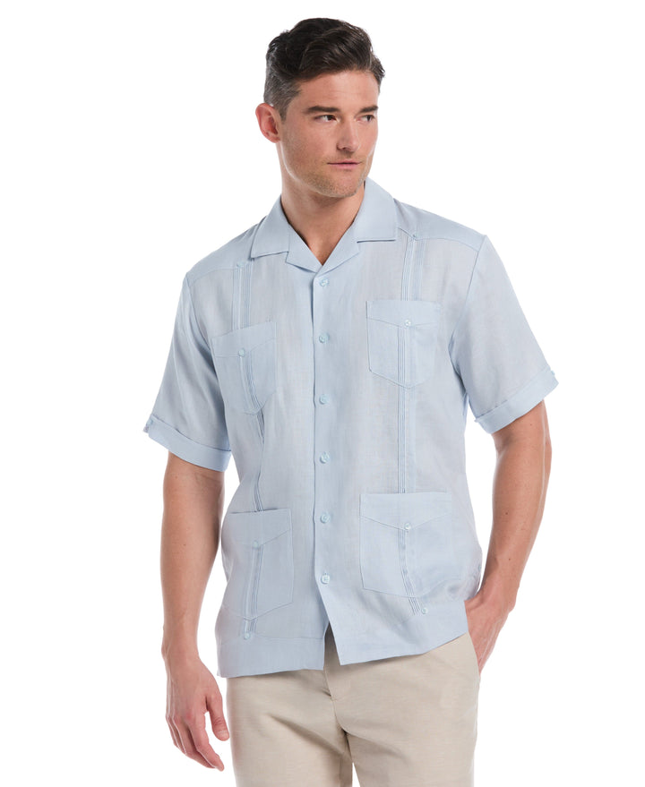Linen Short Sleeve Guayabera Shirt (Cashmere Blue) 