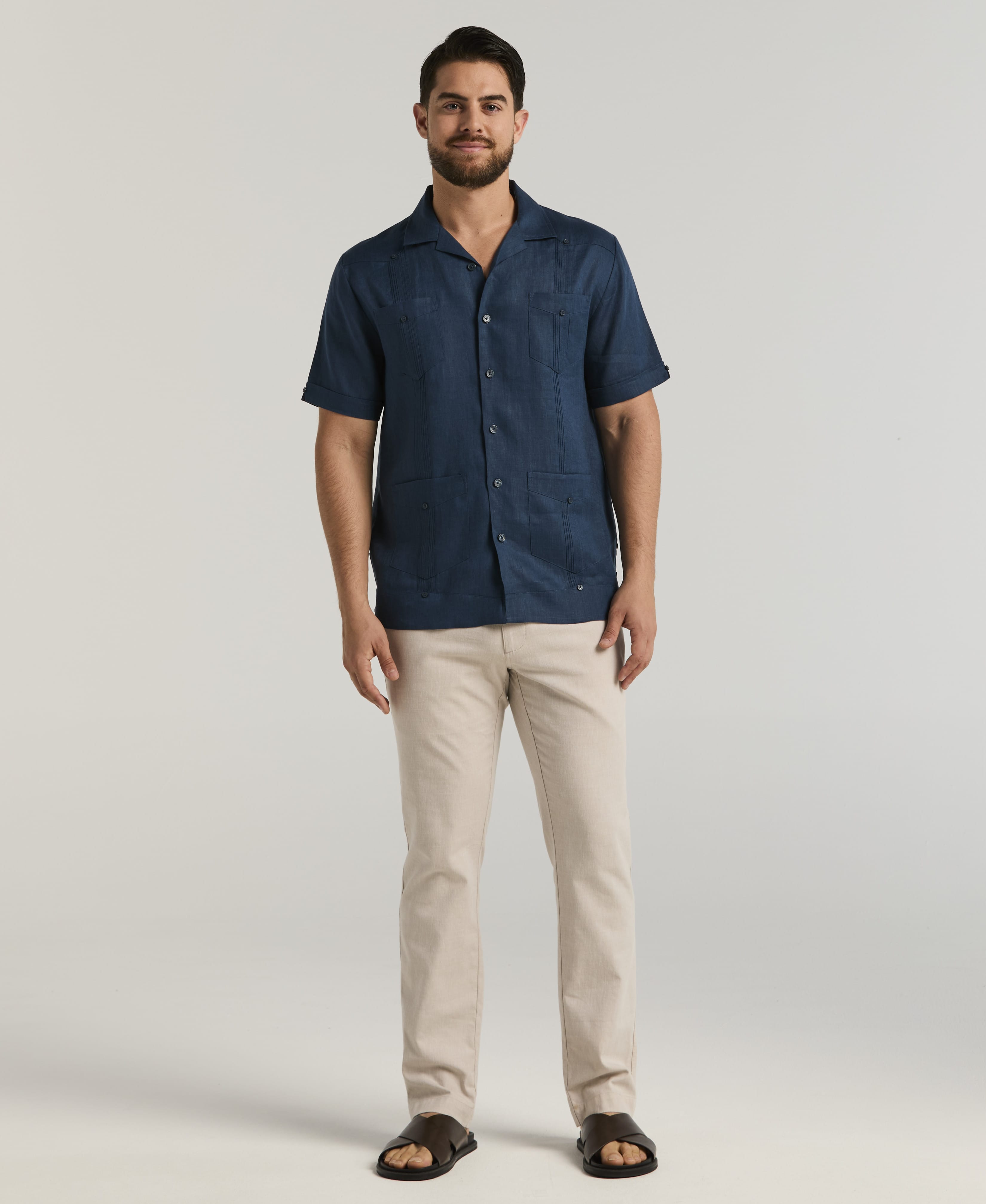 100% Linen Classic Guayabera Shirt - Short Sleeve – Cubavera