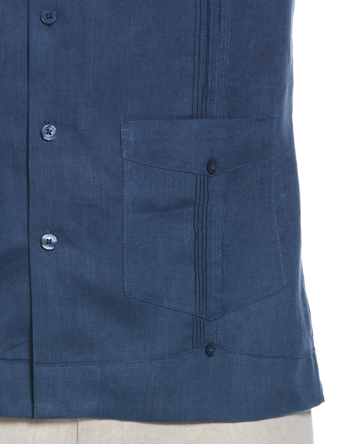 Linen Short Sleeve Guayabera Shirt (Ensign Blue) 