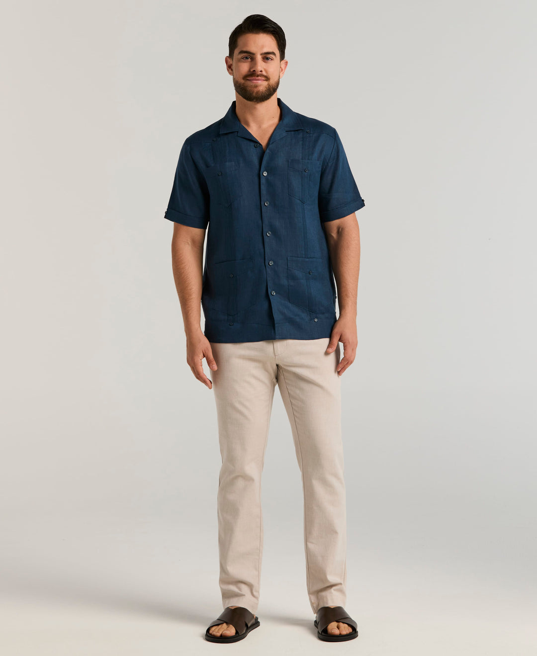 Linen Short Sleeve Guayabera Shirt (Titan) 