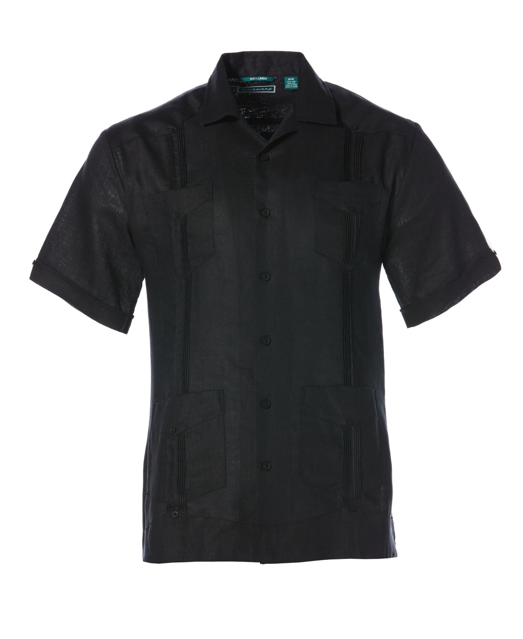 Linen Guayabera Shirt (Jet Black) 