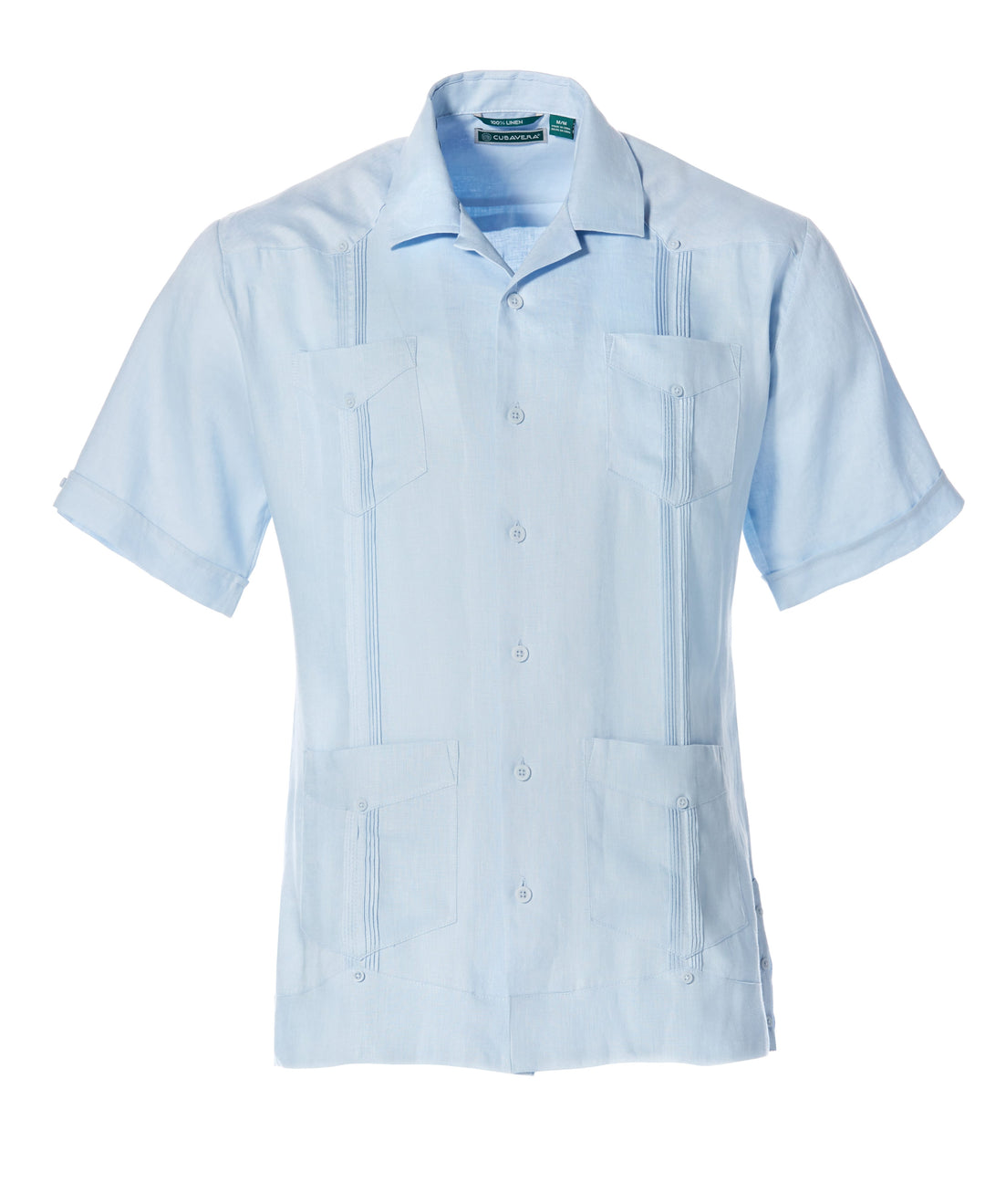 Linen Short Sleeve Guayabera Shirt (Cashmere Blue) 