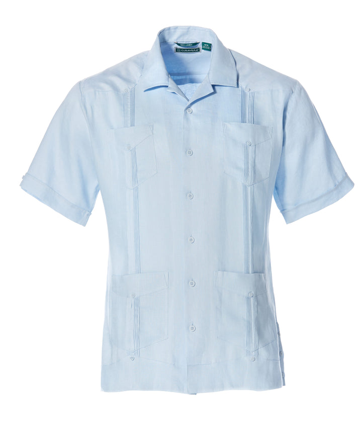 Linen Short Sleeve Guayabera Shirt (Cashmere Blue) 