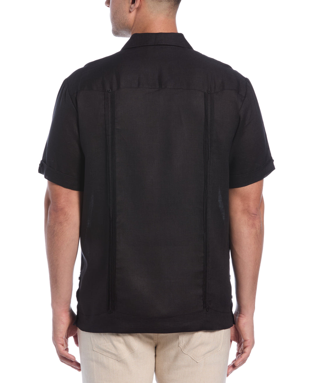 Linen Short Sleeve Guayabera Shirt (Jet Black) 