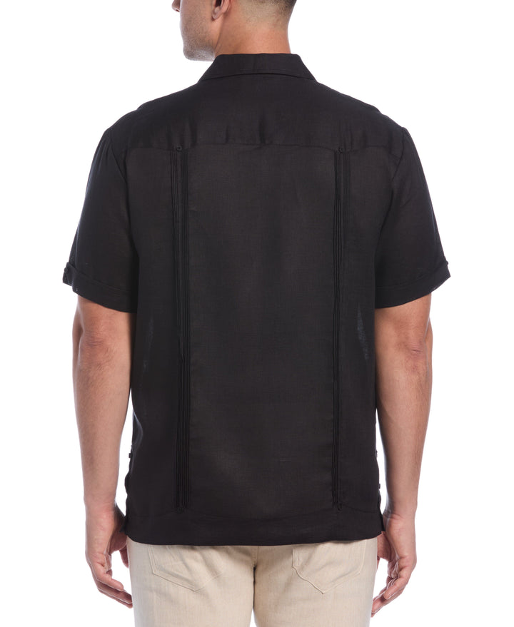 Linen Short Sleeve Guayabera Shirt (Jet Black) 