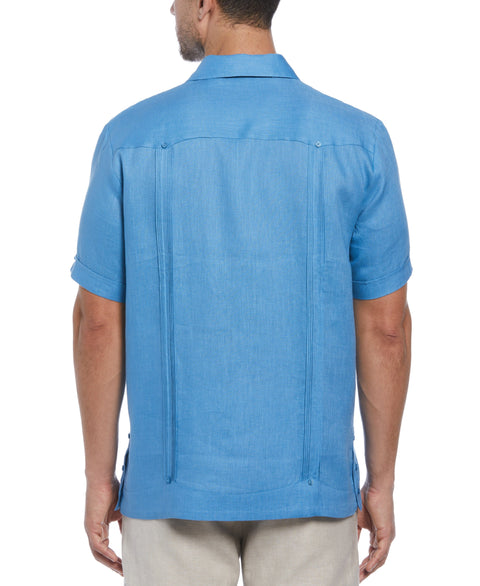 100% Linen Short Sleeve 4 Pocket Guayabera (Parisian Blue) 