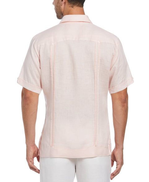 100% Linen Short Sleeve 4 Pocket Guayabera (Pink Dogwood) 