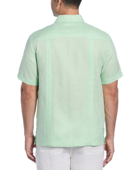 100% Linen Classic Guayabera Shirt - Short Sleeve (Pastel Green) 