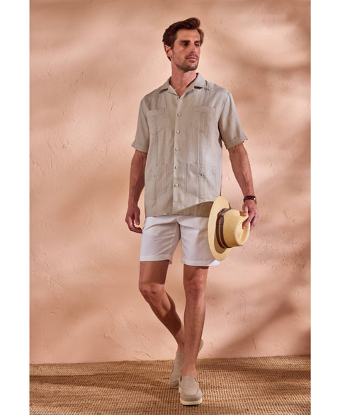 100% Linen Classic Guayabera Shirt - Short Sleeve-Guayaberas-Cubavera