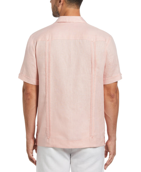 100% Linen Classic Guayabera Shirt - Short Sleeve (Silver Pink) 