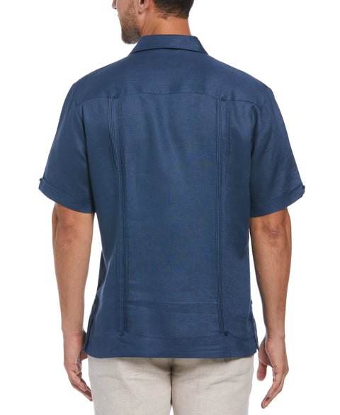 100% Linen Short Sleeve 4 Pocket Guayabera (Ensign Blue) 
