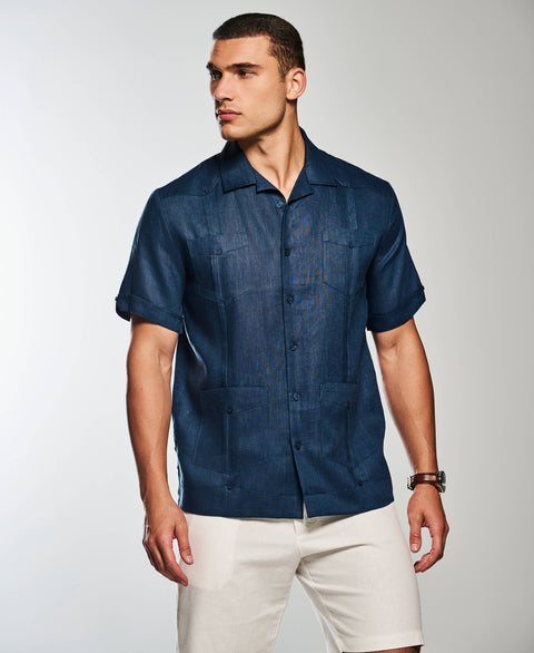 100% Linen Classic Guayabera Shirt - Short Sleeve-Guayaberas-Cubavera