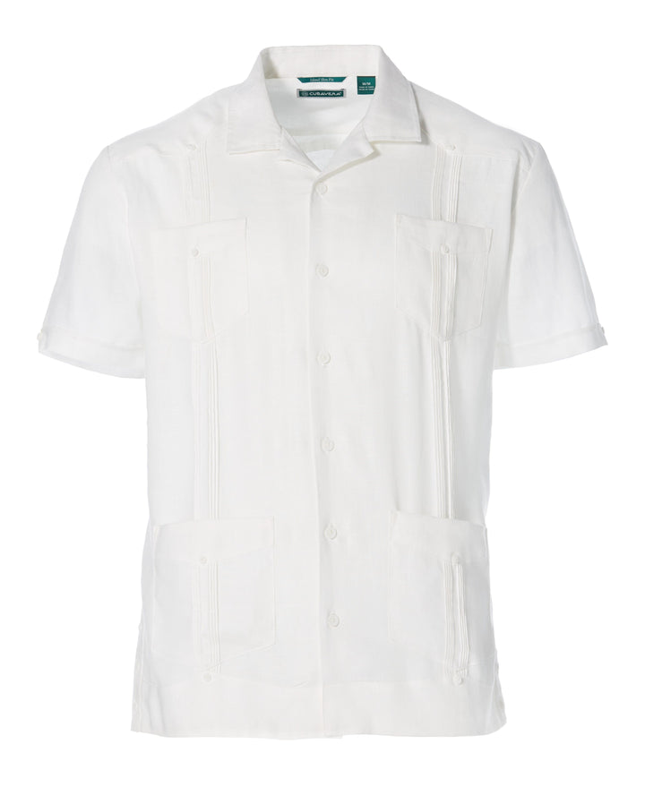 Linen Guayabera Shirt (Bright White) 