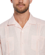 100% Linen Short Sleeve 4 Pocket Guayabera (Pink Dogwood) 