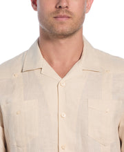 100% Linen Classic Guayabera Shirt - Short Sleeve (Whitecap Gray) 