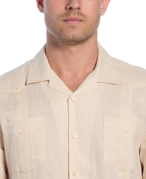 100% Linen Classic Guayabera Shirt - Short Sleeve (Whitecap Gray) 