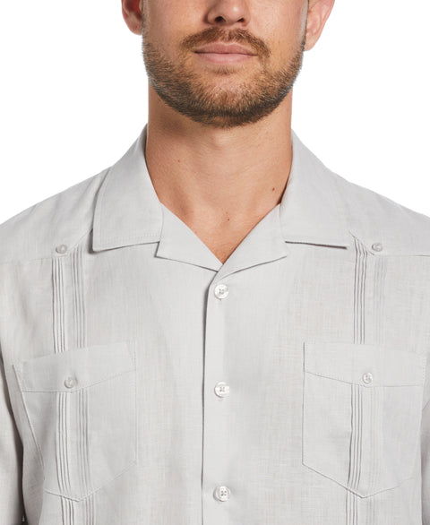 100% Linen Classic Guayabera Shirt - Short Sleeve (Micro Chip) 