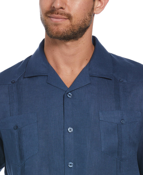 100% Linen Short Sleeve 4 Pocket Guayabera (Ensign Blue) 