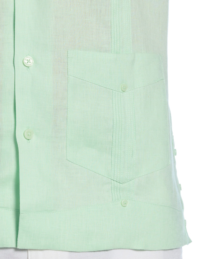 Linen Short Sleeve Guayabera Shirt (Pastel Green) 