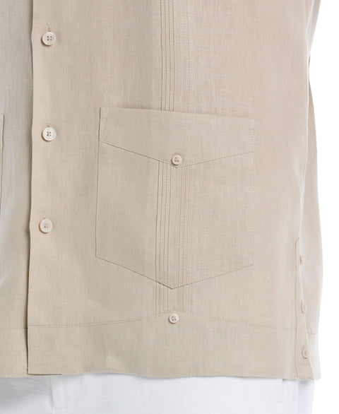 Linen Short Sleeve Guayabera Shirt (Island Fossil) 