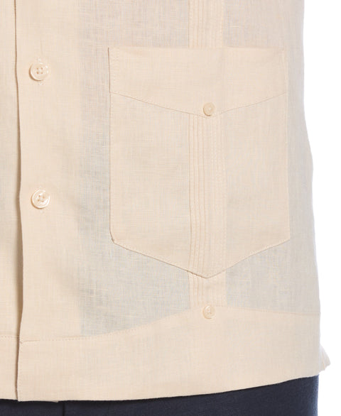 100% Linen Classic Guayabera Shirt - Short Sleeve (Whitecap Gray) 