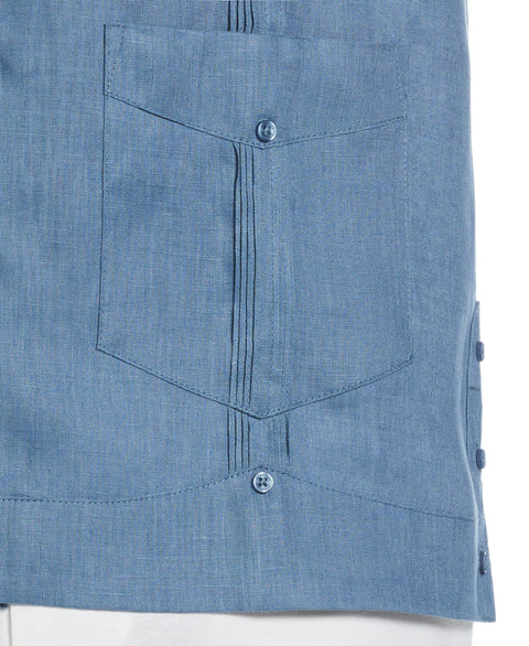 100% Linen Classic Guayabera Shirt - Short Sleeve (Captains Blue) 