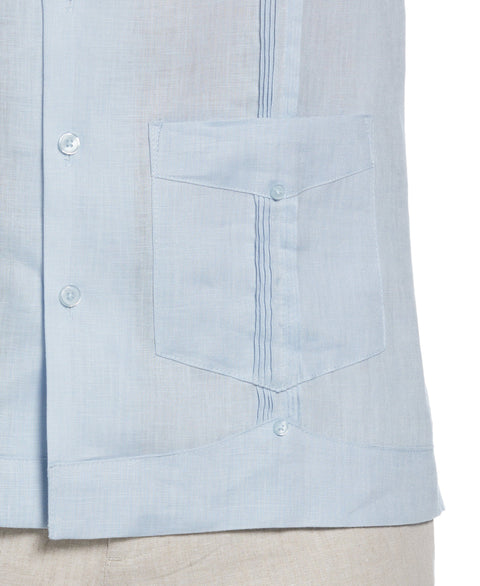 100% Linen Short Sleeve 4 Pocket Guayabera (Cashmere Blue) 