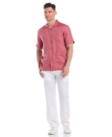 Linen Short Sleeve Guayabera Shirt (Mauvewood) 