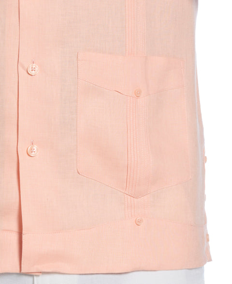 100% Linen Classic Guayabera Shirt - Short Sleeve (Peach Parfait) 
