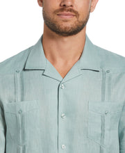 100% Linen Classic Guayabera Shirt - Short Sleeve (Blue Surf) 