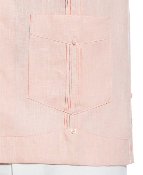 100% Linen Classic Guayabera Shirt - Short Sleeve (Silver Pink) 