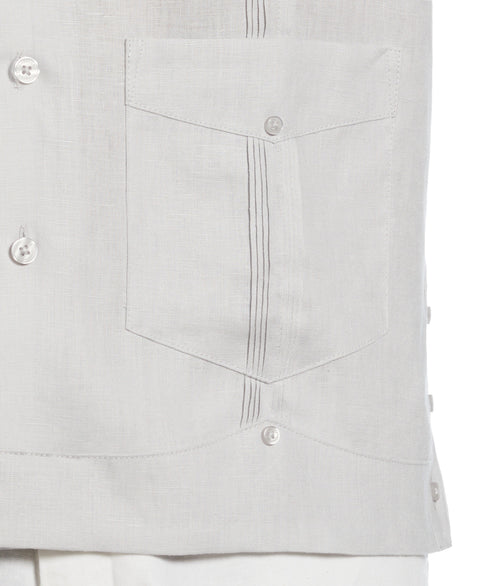 100% Linen Classic Guayabera Shirt - Short Sleeve (Micro Chip) 