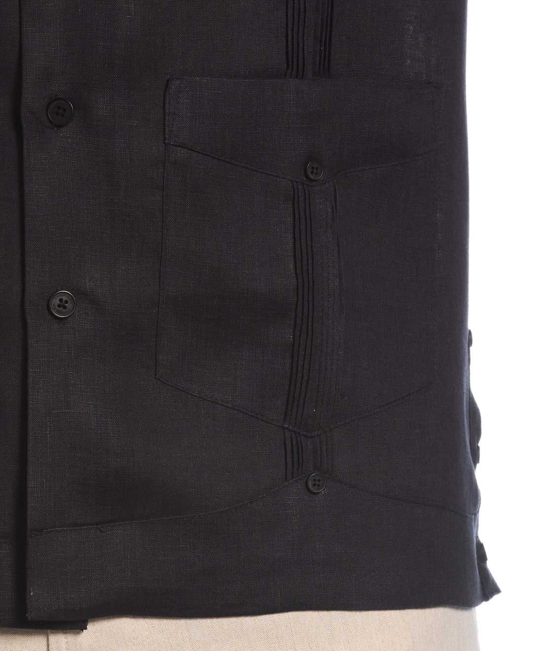 Linen Short Sleeve Guayabera Shirt (Jet Black) 