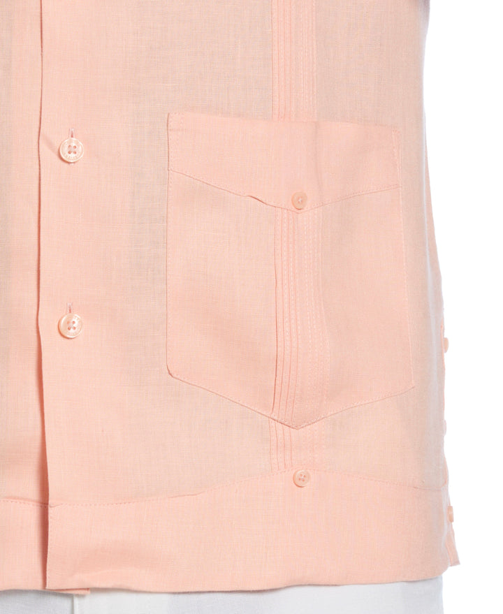 Linen Short Sleeve Guayabera Shirt (Peach Parfait) 
