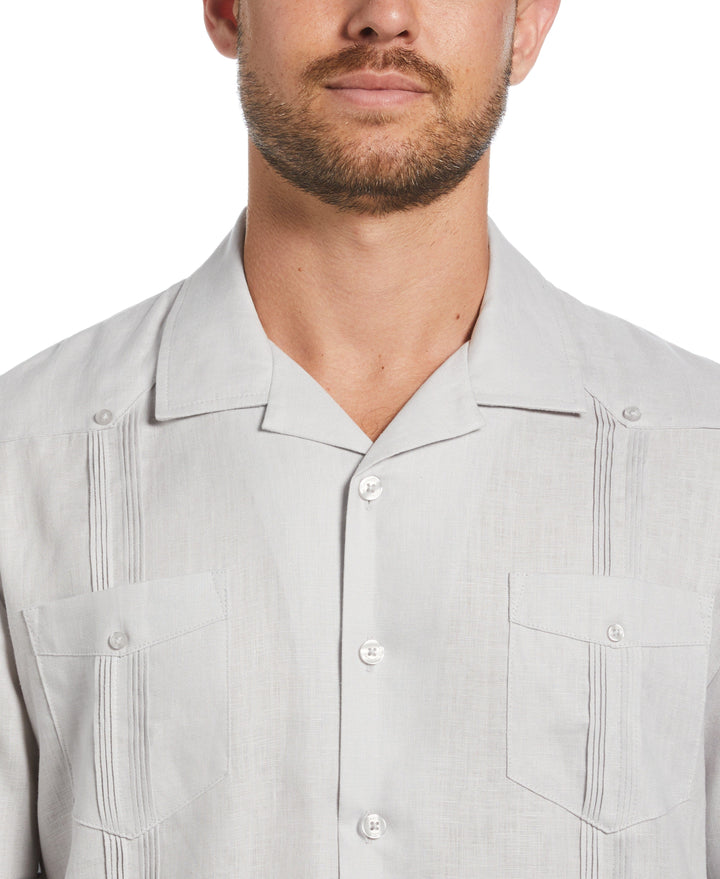 Linen Short Sleeve Guayabera Shirt (Micro Chip) 