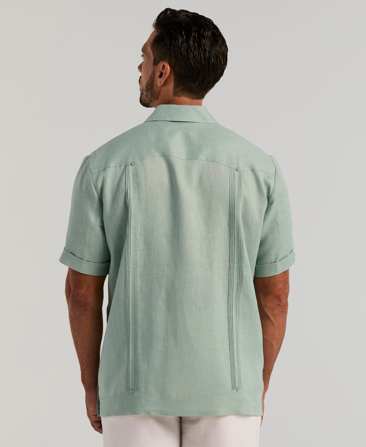 Linen Short Sleeve Guayabera Shirt (Blue Surf) 